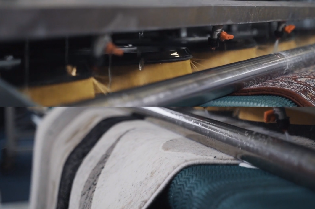 Rug cleaning machine in action.